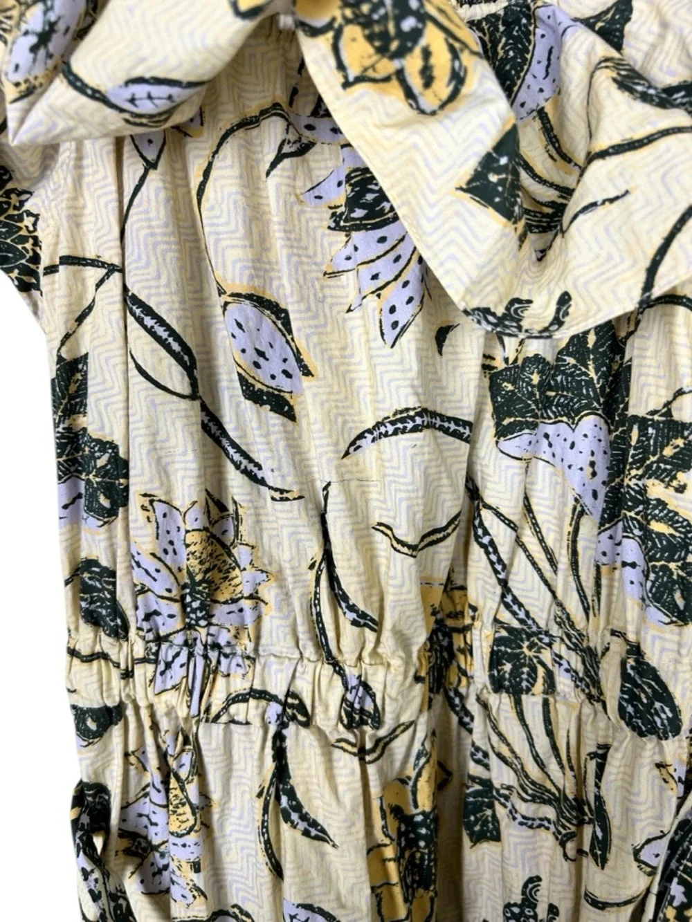 Ulla Johnson Yellow Floral Butterfly Midi Dress Sz 2 Boho Cotton Belted - Picture 10 of 11